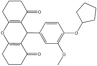 9-[4-(cyclopentyloxy)-3-methoxyphenyl]-3,4,5,6,7,9-hexahydro-1H-xanthene-1,8(2H)-dione,666208-13-5,结构式