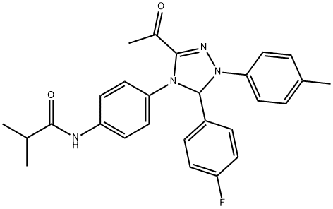 N-{4-[3-acetyl-5-(4-fluorophenyl)-1-(4-methylphenyl)-1,5-dihydro-4H-1,2,4-triazol-4-yl]phenyl}-2-methylpropanamide Struktur