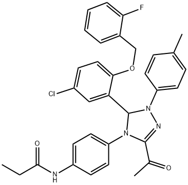 N-{4-[3-acetyl-5-{5-chloro-2-[(2-fluorobenzyl)oxy]phenyl}-1-(4-methylphenyl)-1,5-dihydro-4H-1,2,4-triazol-4-yl]phenyl}propanamide|