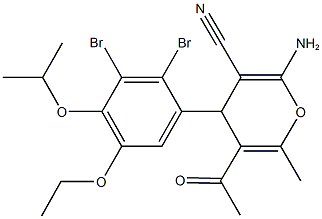 666210-26-0 5-acetyl-2-amino-4-(2,3-dibromo-5-ethoxy-4-isopropoxyphenyl)-6-methyl-4H-pyran-3-carbonitrile