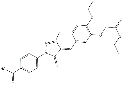 4-{4-[4-ethoxy-3-(2-ethoxy-2-oxoethoxy)benzylidene]-3-methyl-5-oxo-4,5-dihydro-1H-pyrazol-1-yl}benzoic acid Structure