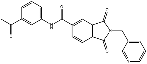 N-(3-acetylphenyl)-1,3-dioxo-2-(3-pyridinylmethyl)-5-isoindolinecarboxamide Struktur