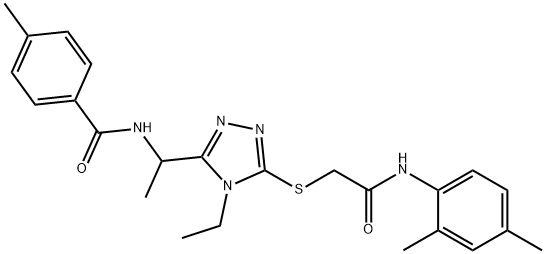 N-[1-(5-{[2-(2,4-dimethylanilino)-2-oxoethyl]sulfanyl}-4-ethyl-4H-1,2,4-triazol-3-yl)ethyl]-4-methylbenzamide,666713-37-7,结构式