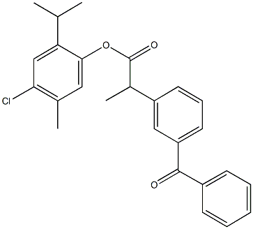 4-chloro-2-isopropyl-5-methylphenyl 2-(3-benzoylphenyl)propanoate Struktur