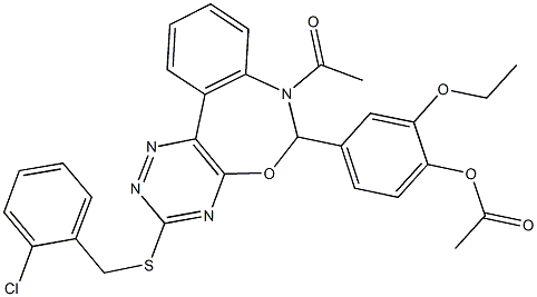 4-{7-acetyl-3-[(2-chlorobenzyl)sulfanyl]-6,7-dihydro[1,2,4]triazino[5,6-d][3,1]benzoxazepin-6-yl}-2-ethoxyphenyl acetate Structure