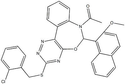 1-{7-acetyl-3-[(2-chlorobenzyl)sulfanyl]-6,7-dihydro[1,2,4]triazino[5,6-d][3,1]benzoxazepin-6-yl}-2-naphthyl methyl ether Structure