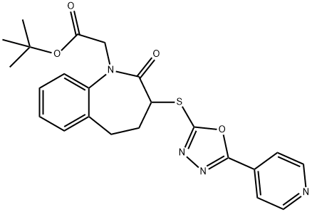tert-butyl (2-oxo-3-{[5-(4-pyridinyl)-1,3,4-oxadiazol-2-yl]sulfanyl}-2,3,4,5-tetrahydro-1H-1-benzazepin-1-yl)acetate Structure