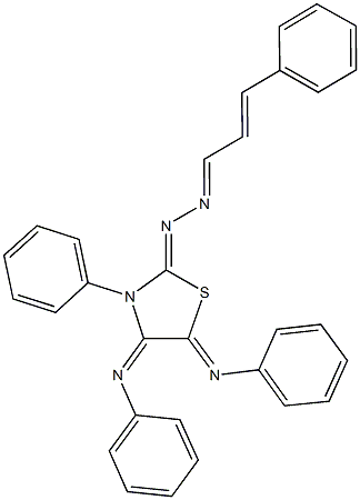 3-phenylacrylaldehyde [3-phenyl-4,5-bis(phenylimino)-1,3-thiazolidin-2-ylidene]hydrazone Structure