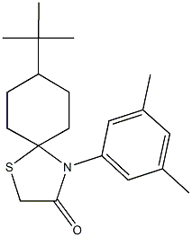 8-tert-butyl-4-(3,5-dimethylphenyl)-1-thia-4-azaspiro[4.5]decan-3-one 化学構造式