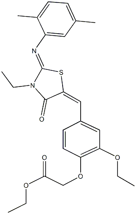 667869-43-4 ethyl [4-({2-[(2,5-dimethylphenyl)imino]-3-ethyl-4-oxo-1,3-thiazolidin-5-ylidene}methyl)-2-ethoxyphenoxy]acetate