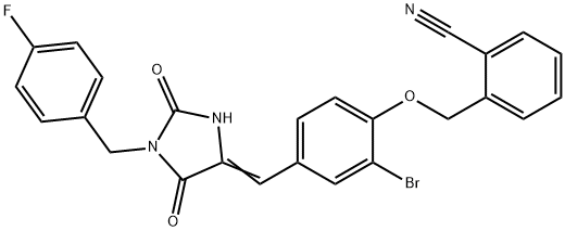 667872-07-3 2-[(2-bromo-4-{[1-(4-fluorobenzyl)-2,5-dioxo-4-imidazolidinylidene]methyl}phenoxy)methyl]benzonitrile