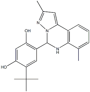 4-tert-butyl-6-(2,7-dimethyl-5,6-dihydropyrazolo[1,5-c]quinazolin-5-yl)-1,3-benzenediol Structure