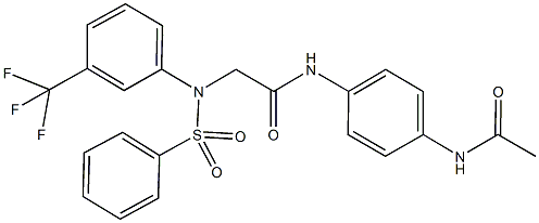 N-[4-(acetylamino)phenyl]-2-[(phenylsulfonyl)-3-(trifluoromethyl)anilino]acetamide Struktur