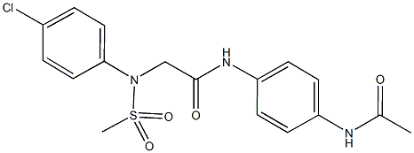 N-[4-(acetylamino)phenyl]-2-[4-chloro(methylsulfonyl)anilino]acetamide Struktur