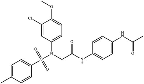 N-[4-(acetylamino)phenyl]-2-{3-chloro-4-methoxy[(4-methylphenyl)sulfonyl]anilino}acetamide Struktur