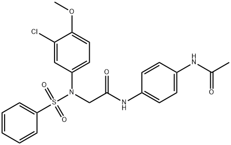 N-[4-(acetylamino)phenyl]-2-[3-chloro-4-methoxy(phenylsulfonyl)anilino]acetamide 结构式
