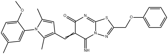5-imino-6-{[1-(2-methoxy-5-methylphenyl)-2,5-dimethyl-1H-pyrrol-3-yl]methylene}-2-(phenoxymethyl)-5,6-dihydro-7H-[1,3,4]thiadiazolo[3,2-a]pyrimidin-7-one Structure