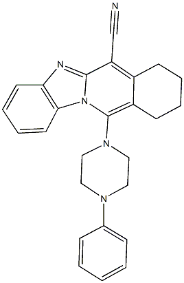 11-(4-phenylpiperazin-1-yl)-7,8,9,10-tetrahydrobenzimidazo[1,2-b]isoquinoline-6-carbonitrile Struktur