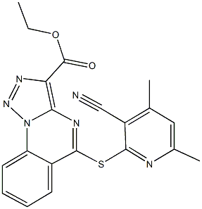 ethyl 5-[(3-cyano-4,6-dimethyl-2-pyridinyl)sulfanyl][1,2,3]triazolo[1,5-a]quinazoline-3-carboxylate Struktur