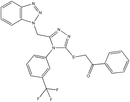 2-({5-(1H-1,2,3-benzotriazol-1-ylmethyl)-4-[3-(trifluoromethyl)phenyl]-4H-1,2,4-triazol-3-yl}sulfanyl)-1-phenylethanone 化学構造式
