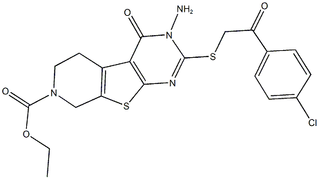 ethyl 3-amino-2-{[2-(4-chlorophenyl)-2-oxoethyl]sulfanyl}-4-oxo-3,5,6,8-tetrahydropyrido[4',3':4,5]thieno[2,3-d]pyrimidine-7(4H)-carboxylate Struktur