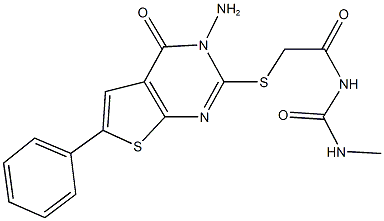 N-{[(3-amino-4-oxo-6-phenyl-3,4-dihydrothieno[2,3-d]pyrimidin-2-yl)sulfanyl]acetyl}-N'-methylurea Struktur