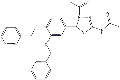 N-{4-acetyl-5-[3,4-bis(benzyloxy)phenyl]-4,5-dihydro-1,3,4-thiadiazol-2-yl}acetamide Structure