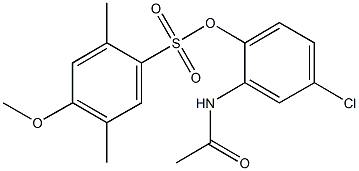 2-(acetylamino)-4-chlorophenyl 4-methoxy-2,5-dimethylbenzenesulfonate Struktur
