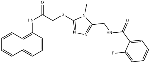 2-fluoro-N-[(4-methyl-5-{[2-(1-naphthylamino)-2-oxoethyl]sulfanyl}-4H-1,2,4-triazol-3-yl)methyl]benzamide Structure