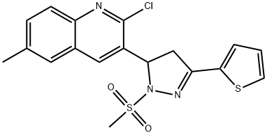 2-chloro-6-methyl-3-[1-(methylsulfonyl)-3-(2-thienyl)-4,5-dihydro-1H-pyrazol-5-yl]quinoline Struktur