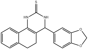 4-(1,3-benzodioxol-5-yl)-3,4,5,6-tetrahydrobenzo[h]quinazoline-2(1H)-thione Struktur