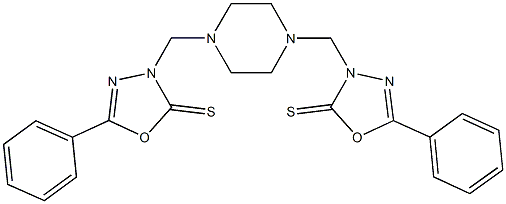5-phenyl-3-({4-[(5-phenyl-2-thioxo-1,3,4-oxadiazol-3(2H)-yl)methyl]-1-piperazinyl}methyl)-1,3,4-oxadiazole-2(3H)-thione Structure