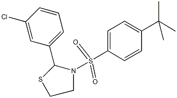3-[(4-tert-butylphenyl)sulfonyl]-2-(3-chlorophenyl)-1,3-thiazolidine Structure