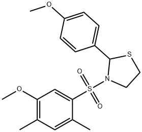 3-[(5-methoxy-2,4-dimethylphenyl)sulfonyl]-2-(4-methoxyphenyl)-1,3-thiazolidine,667911-28-6,结构式