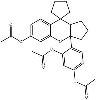 3a-[2,4-bis(acetyloxy)phenyl]-2,3,9,9a-tetrahydrospiro(cyclopenta[b]chromene-9,1'-cyclopentane]-6(1H)-yl acetate Struktur