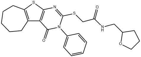 2-[(4-oxo-3-phenyl-3,5,6,7,8,9-hexahydro-4H-cyclohepta[4,5]thieno[2,3-d]pyrimidin-2-yl)sulfanyl]-N-(tetrahydro-2-furanylmethyl)acetamide