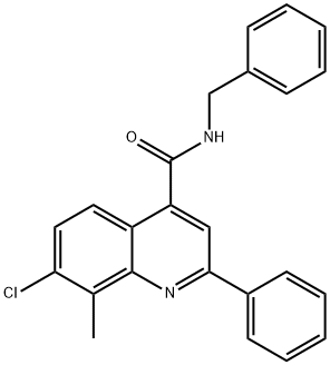 N-benzyl-7-chloro-8-methyl-2-phenyl-4-quinolinecarboxamide Struktur