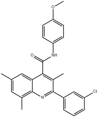 2-(3-chlorophenyl)-N-(4-methoxyphenyl)-3,6,8-trimethyl-4-quinolinecarboxamide,669753-69-9,结构式