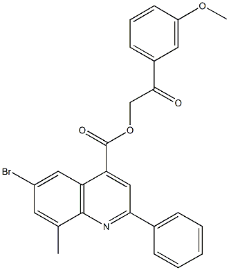 2-(3-methoxyphenyl)-2-oxoethyl 6-bromo-8-methyl-2-phenyl-4-quinolinecarboxylate Struktur