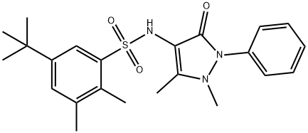 5-tert-butyl-N-(1,5-dimethyl-3-oxo-2-phenyl-2,3-dihydro-1H-pyrazol-4-yl)-2,3-dimethylbenzenesulfonamide,670255-75-1,结构式