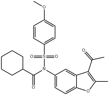 N-(3-acetyl-2-methyl-1-benzofuran-5-yl)-N-(cyclohexylcarbonyl)-4-methoxybenzenesulfonamide|