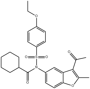 N-(3-acetyl-2-methyl-1-benzofuran-5-yl)-N-(cyclohexylcarbonyl)-4-ethoxybenzenesulfonamide Structure