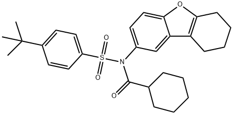 4-tert-butyl-N-(cyclohexylcarbonyl)-N-(6,7,8,9-tetrahydrodibenzo[b,d]furan-2-yl)benzenesulfonamide Structure