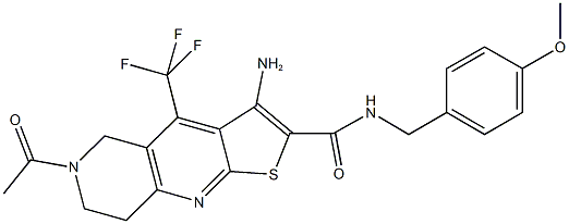 6-acetyl-3-amino-N-(4-methoxybenzyl)-4-(trifluoromethyl)-5,6,7,8-tetrahydrothieno[2,3-b][1,6]naphthyridine-2-carboxamide Structure