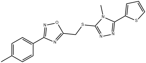 676442-12-9 [3-(4-methylphenyl)-1,2,4-oxadiazol-5-yl]methyl 4-methyl-5-(2-thienyl)-4H-1,2,4-triazol-3-yl sulfide