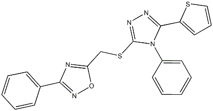 (3-phenyl-1,2,4-oxadiazol-5-yl)methyl 4-phenyl-5-(2-thienyl)-4H-1,2,4-triazol-3-yl sulfide Structure