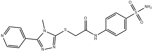 N-[4-(aminosulfonyl)phenyl]-2-{[4-methyl-5-(4-pyridinyl)-4H-1,2,4-triazol-3-yl]sulfanyl}acetamide 化学構造式