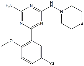 N-[4-amino-6-(5-chloro-2-methoxyphenyl)-1,3,5-triazin-2-yl]-N-(4-thiomorpholinyl)amine Structure