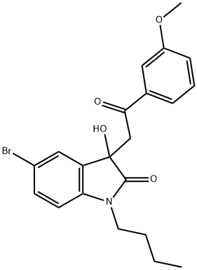 5-bromo-1-butyl-3-hydroxy-3-[2-(3-methoxyphenyl)-2-oxoethyl]-1,3-dihydro-2H-indol-2-one,689759-15-7,结构式