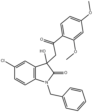 1-benzyl-5-chloro-3-[2-(2,4-dimethoxyphenyl)-2-oxoethyl]-3-hydroxy-1,3-dihydro-2H-indol-2-one,690214-71-2,结构式